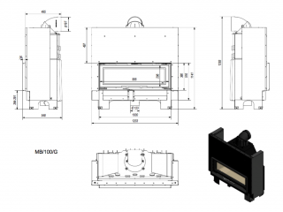 wkład kominkowy MB 14 kW gilotyna