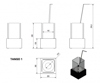 biokominek TANGO 1 WYMIAR