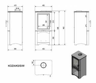 piec wolnostojący KOZA K5 STAL