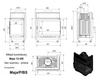 wkład kominkowy MAJA 8 prawy BS